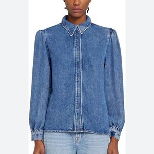 Bagatelle SZ Large Denim Blue‎ Puff Sleeve Button Down Shacket